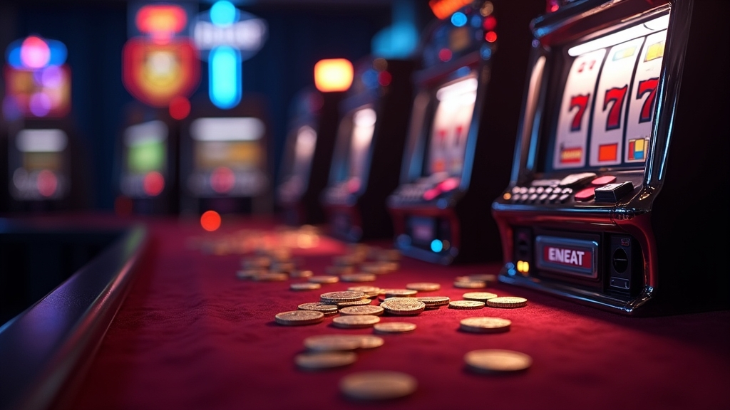 Der Übergang vom Practice-Modus zum Echtgeldspiel in einer dunklen Casino-Szene.